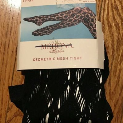 NEW Merona Womens S M Geometric Black Mesh Tights